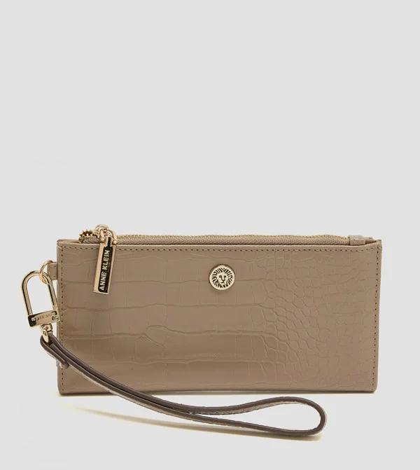 ANNE KLEIN Anne Klein Croc Textured Zippered Bi-fold Wallet